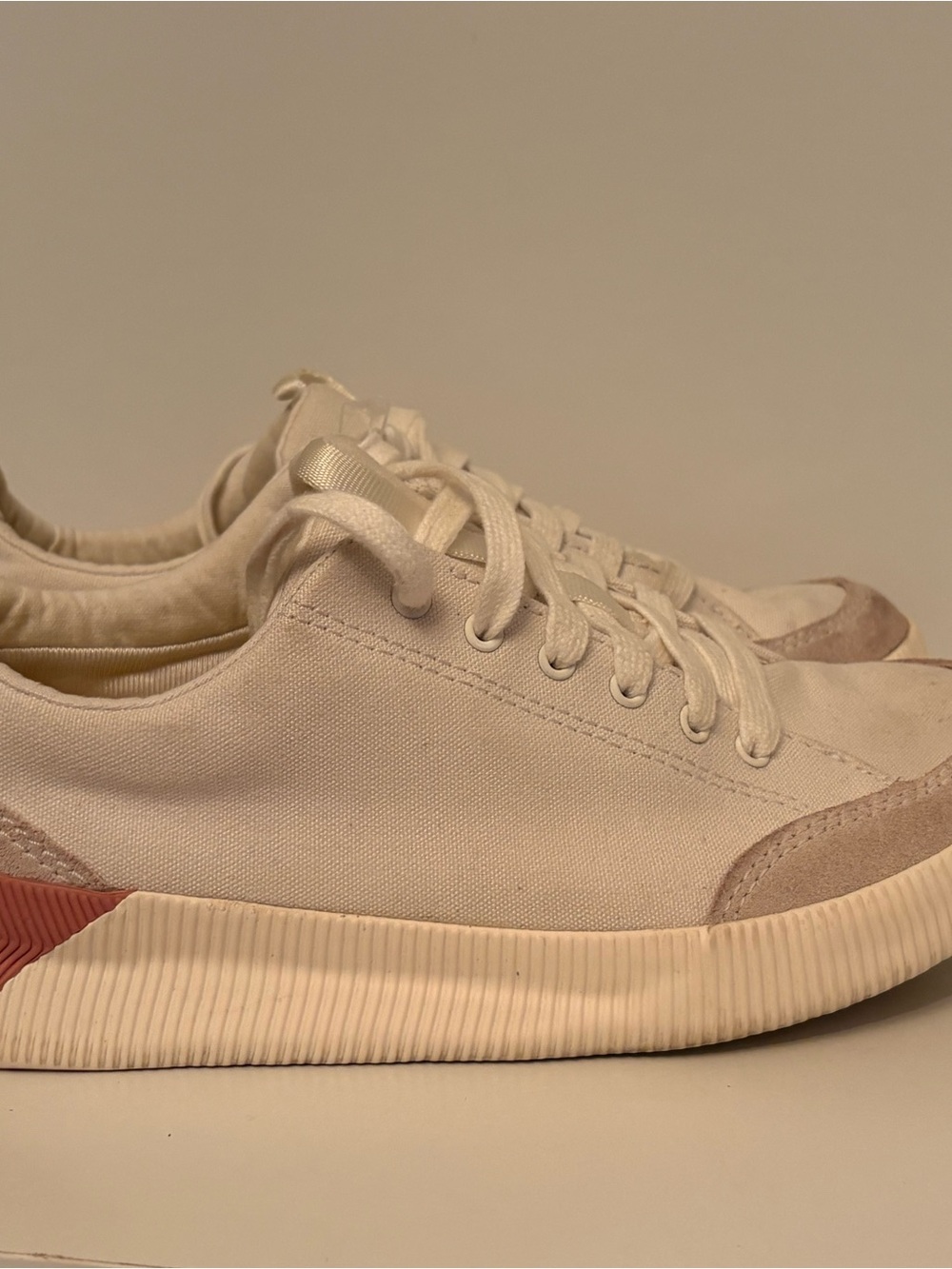 Sorel Casual Canvas Sneakers - Cream with Light Pink Accents